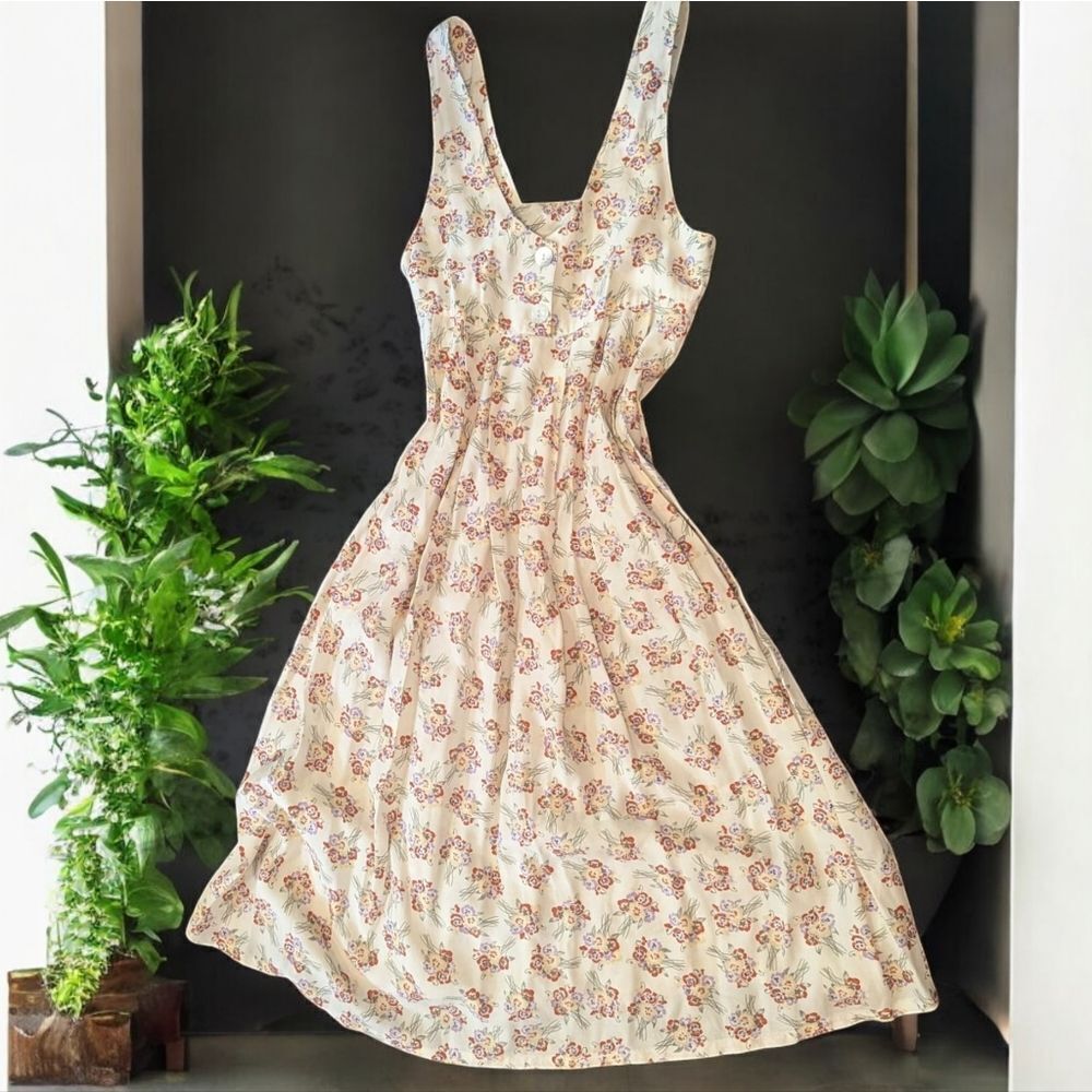 Express women's vintage cottagecore floral print‎ long dress